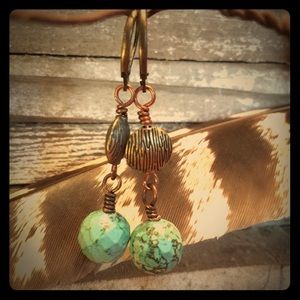 Beautiful turquoise and brass earrings